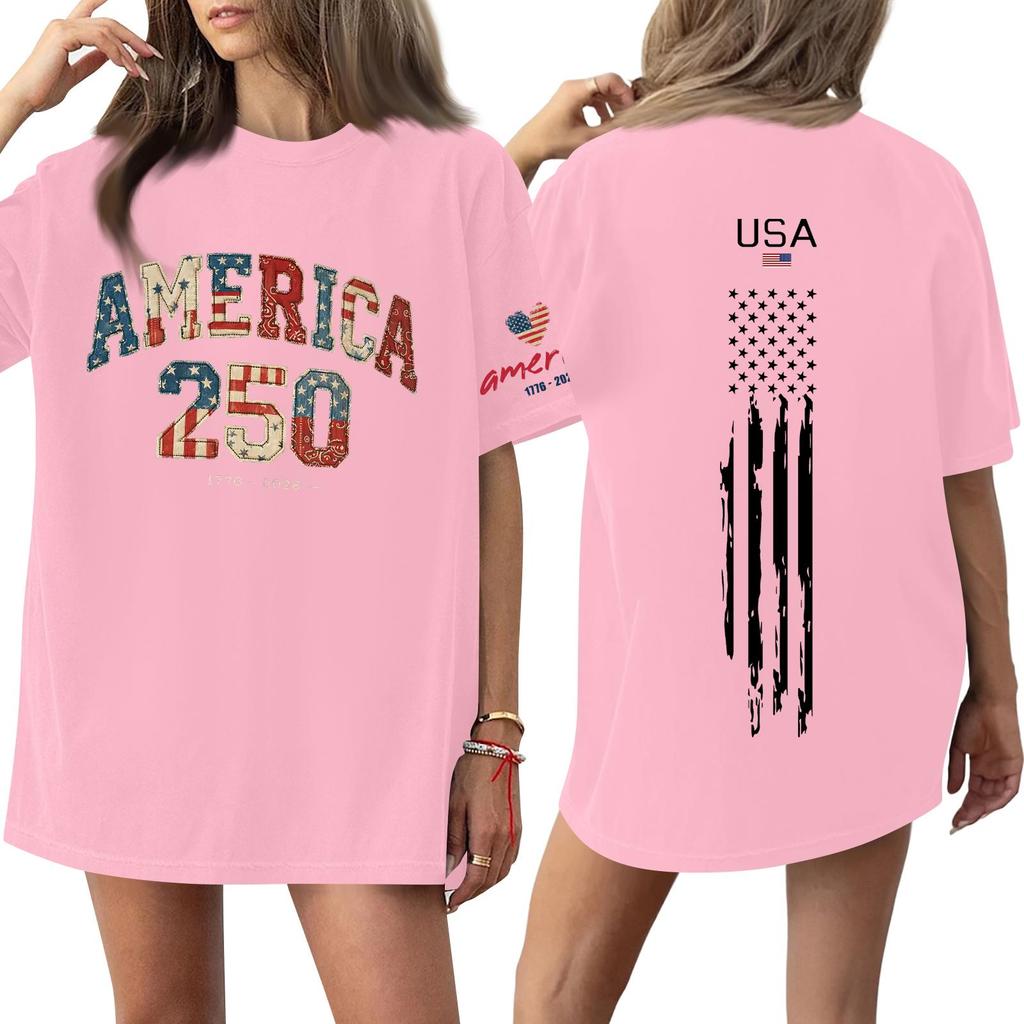 Women's Casual Fashion Round Neck Casual Print Short Sleeve T-Shirt Top