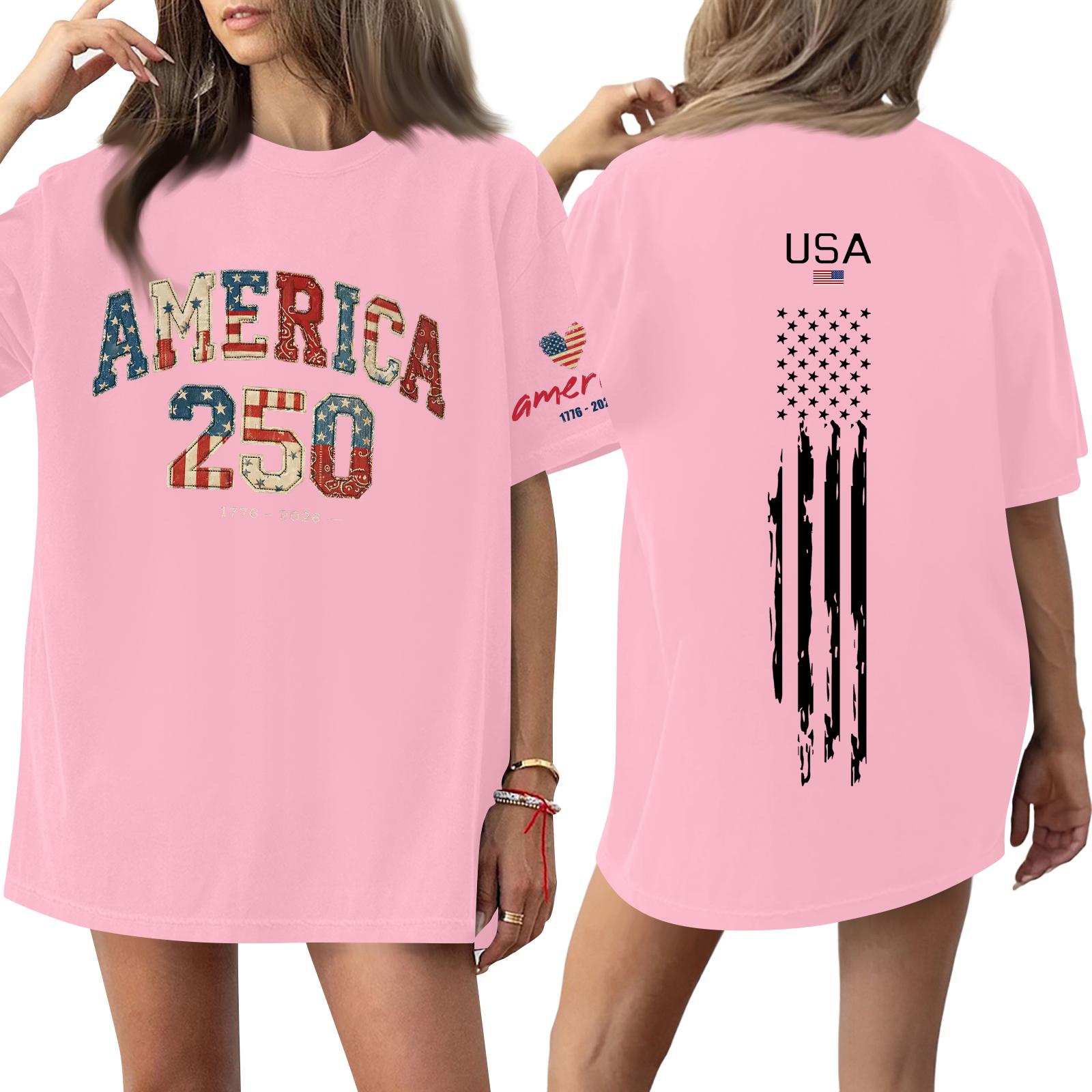 

Женская повседневная модная футболка с круглым вырезом, коротким рукавом и повседневным принтом L розовый