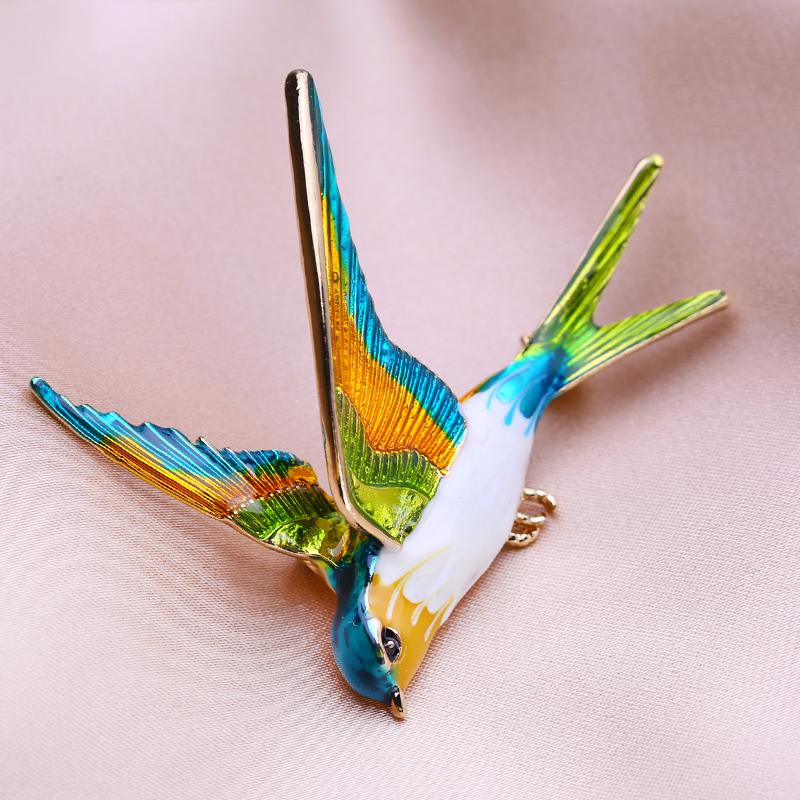 KNIKOO Women Bird Brož Drip Oil Pin Módní Divoká brož pro ženy