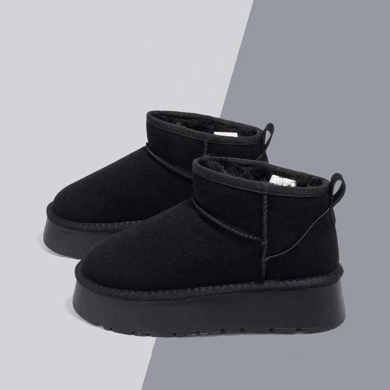 Women's Large Size Soft Sole Winter Warm Fur One Snow Boots Padded Lined Ankle Boots Anti-slip Hiking Casual Sports Cotton Boots