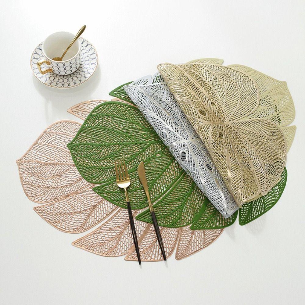 Hollow Leaf Shape Leaf-shaped Placemat Heat Resistant Monstera Leaf Placemat  Dining Table