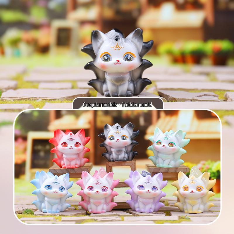 Qingqiu Nine-Tailed Fox Blind Box Figurine - Trendy New Year Gift & Desktop Decoration
