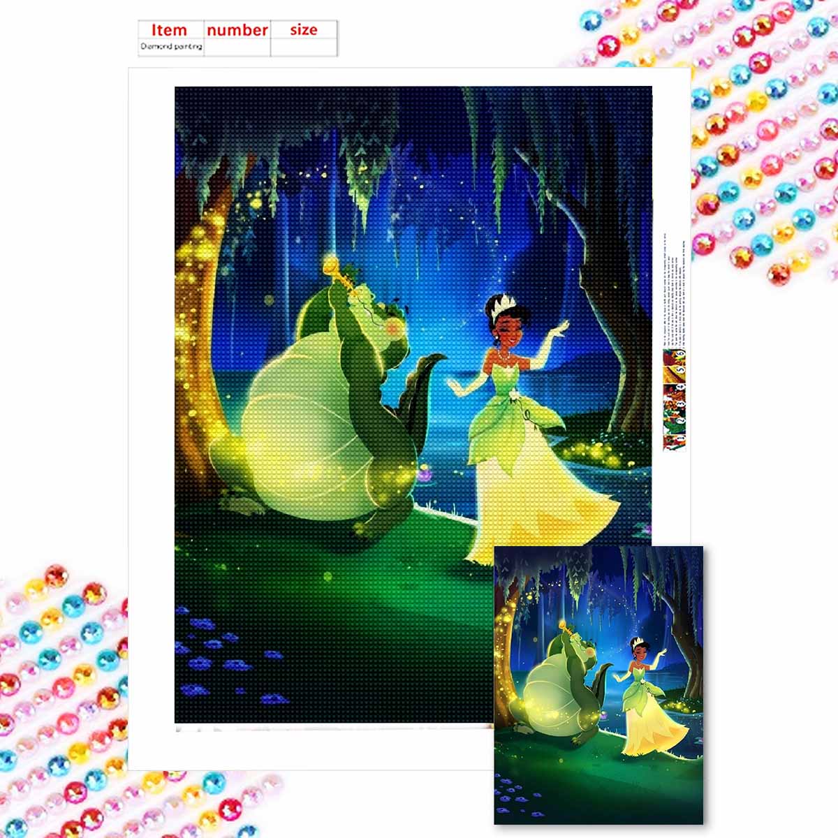 

Алмазная мозаика Красочная алмазная живопись Принцесса и крокодил Полная круглая вышивка Мультяшные креативные хобби Настенный декор Round 20x30cm