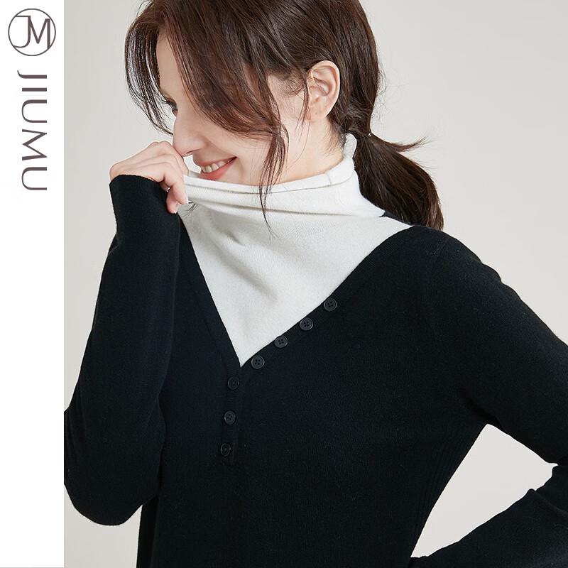 

JIUMU Женский вязаный свитер-водолазка из искусственного двухслойного трикотажа M