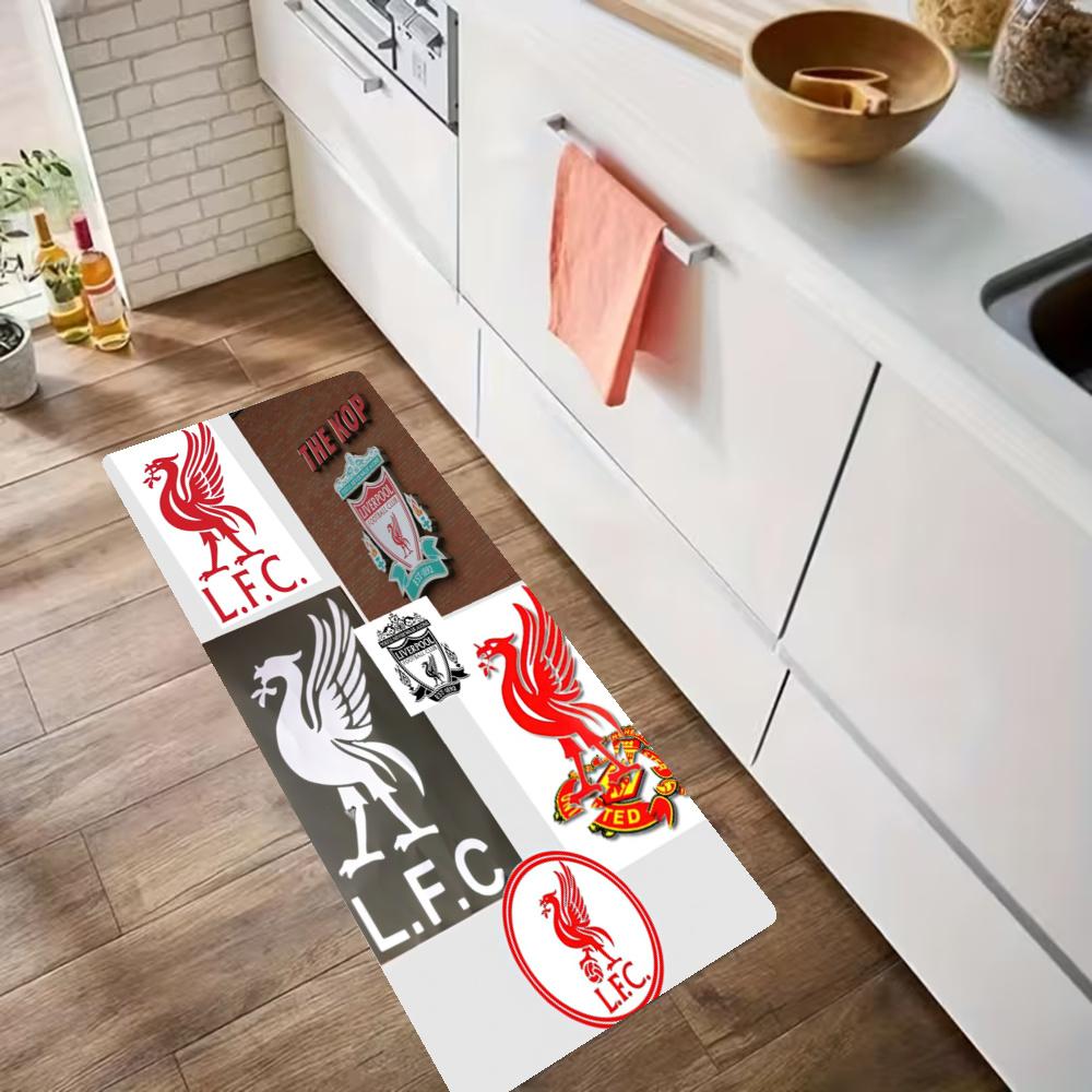 Liverpool Football Club Küchenfußmatte Rutschfest Waschbar Weicher Teppich Fußmatte Geeignet für Schlafzimmer Wohnzimmer Küche und Badezimmer Heimdekoration