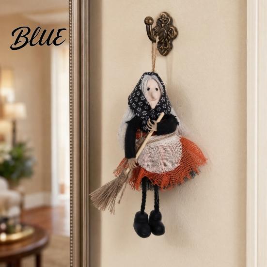 Halloween Celebration Decor Witch Broomstick Hanging Ornament Spooky Fabric Pendant for Party Bar Indoor Home Trick or Treat Festive Decoration Gift
