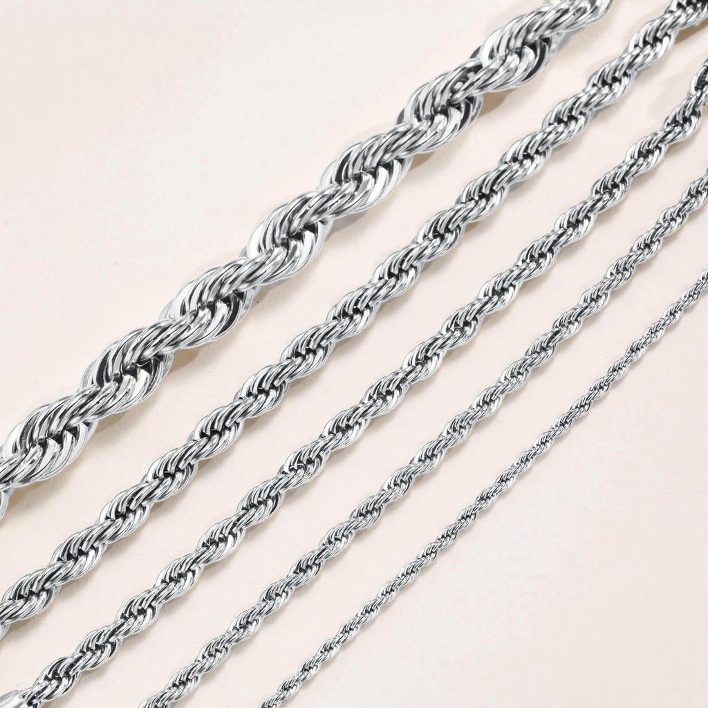 Non-Fading 316L Stainless Steel Rope Chain Necklace for Men & Unisex, Hip Hop Style