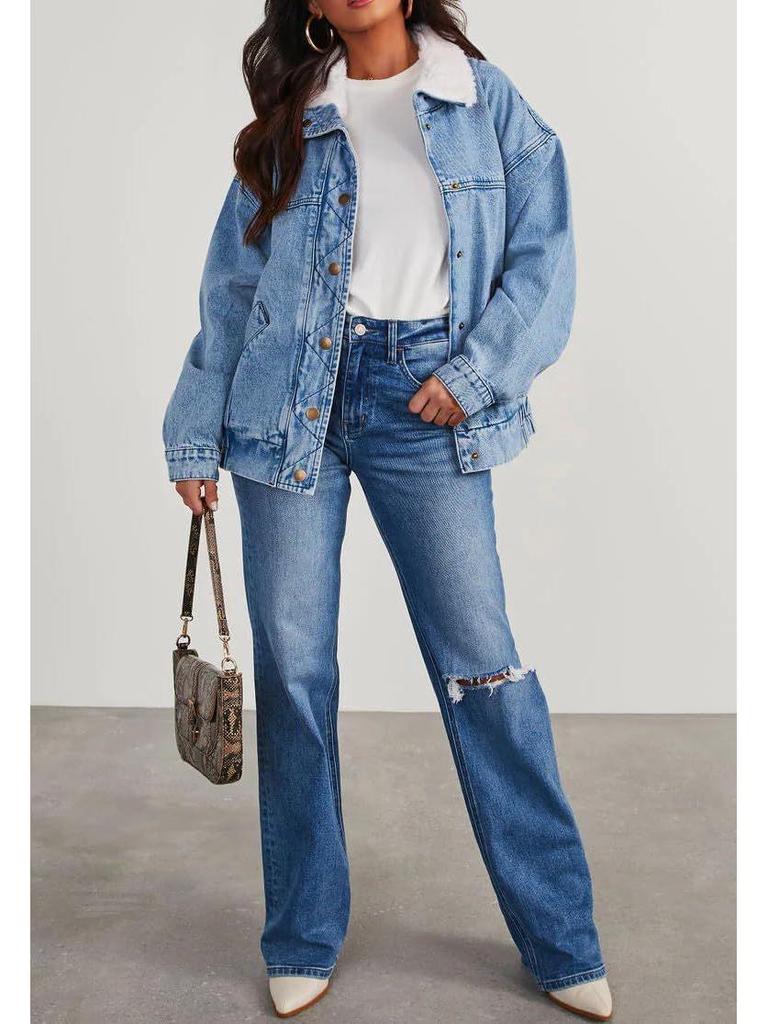 2025 New Arrival European Style Women's Winter Chic Denim Jacket – Fashionable & Age-Reducing