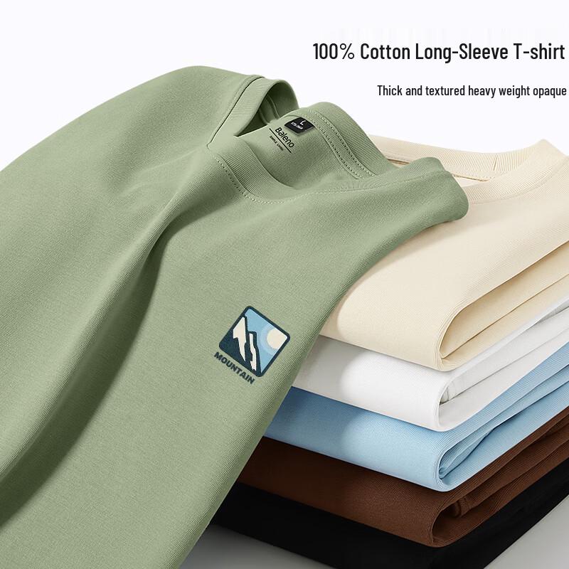 Baleno Men's Heavyweight Cotton Relaxed Fit Long-Sleeve T-Shirt
