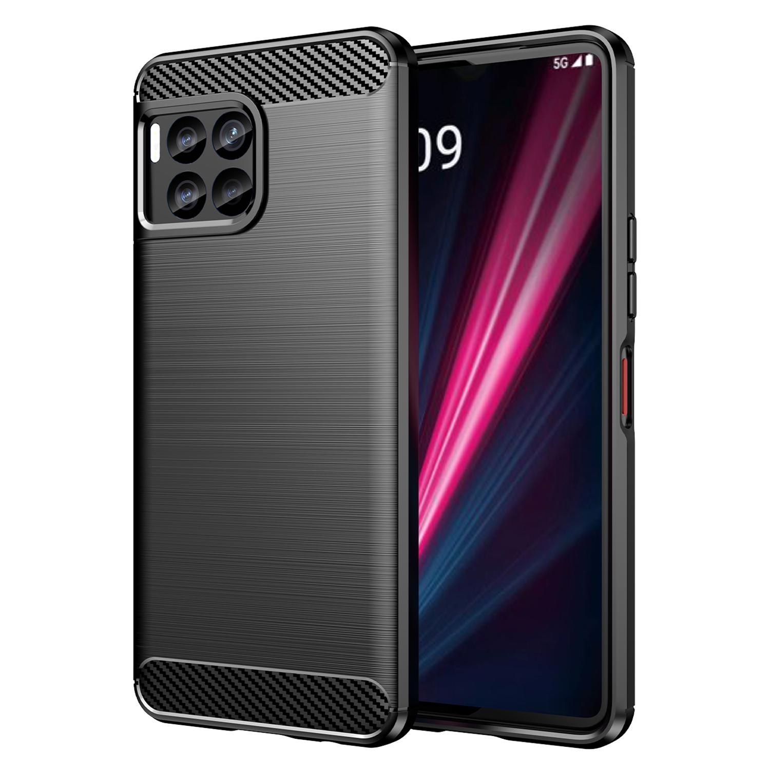 

For T-Mobile REVVL 7 Pro Case TPU Brushed Carbon Fiber Protective Cover Black