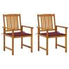 Day and Night - Day and Night Garden Chairs with Cushions 2 Units Solid Acacia Wood