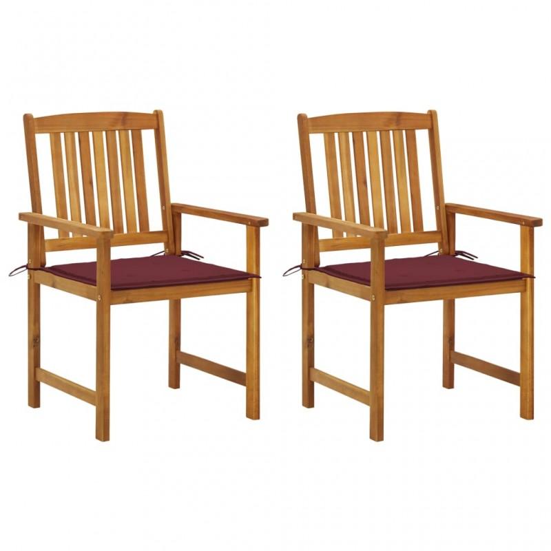 Day and Night - Day and Night Garden Chairs with Cushions 2 Units Solid Acacia Wood