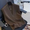 Women's Fall V-Neck Loose-Fit Knit Vest: Solid Color, Slimming, Perfect for Layering or Wearing On Its Own