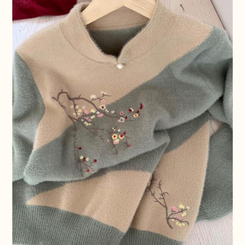 Womens Fleece Lined Sweater Mom Warm Knit Pullover Long Sleeve Tops Autumn Winter Thermal Underwear