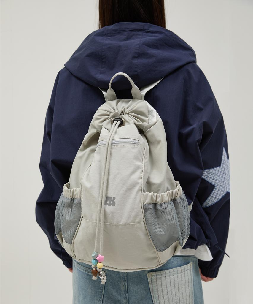 Waikei Beaded Nylon String Backpack Grey