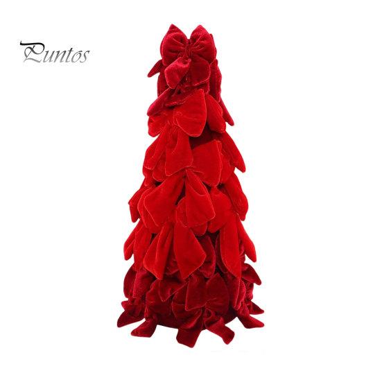Desktop Christmas Tree Ornament Velvet Bow Decoration, Shaped Soft Fabric Tabletop for Fireplace Dining Table Window Holiday Decor