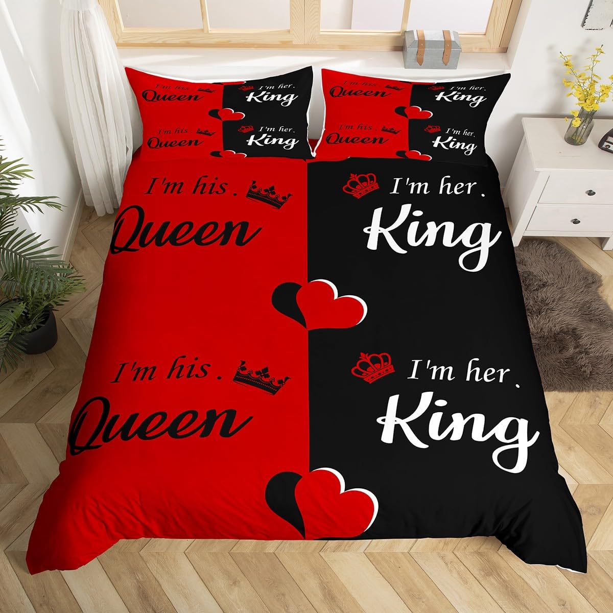 

Одеяло King And Queen Корона Розовый Черный Пара Двуспальное Одеяло Мистер Миссис Его Ее Комплект Постельного Белья Романтический Подарок на День Святого Валентина Comforter (quilt)-EU Single(135*200cm)3pcs