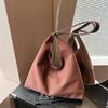 Minimalist Solid Color Suede Tote Bag For Women With Small Bag And Urban Style For Daily Wear