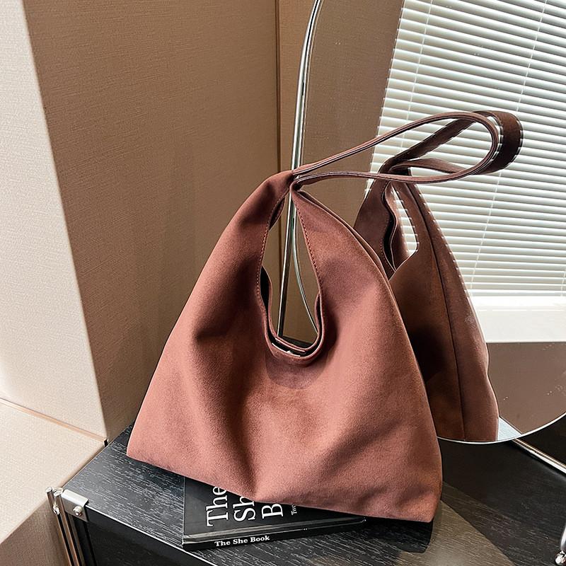 Minimalist Solid Color Suede Tote Bag For Women With Small Bag And Urban Style For Daily Wear
