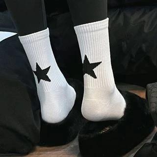 

Sports Ankle Socks With Five-Pointed Star Pattern Black White Men Women Personality Simple Breathable Crew Socks Street Style O белый