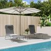 Vidaxl Folding Sun Loungers, 2 Pcs, Grey, Textilene And Steel