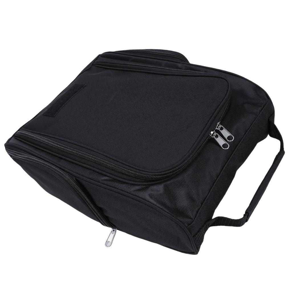 Shoe Bag Men Women Nylon Zippered Shoe Carrier Bag with Side Pockets Top Carry Handle for Socks Tees Balls Black
