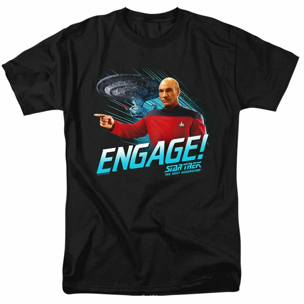 Star Trek Engage T Shirt Licensed Sci-Fi TV Classic Adult Tee New Black L