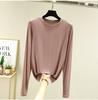 Women's Loose Korean-Style Modal Long-Sleeve Shirt - Spring/Autumn, Round Neck, Slimming, Versatile, Plus Size.