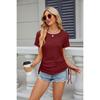 Spring Summer New Women's Solid Color Crew Neck Loose Short Sleeve T-shirt Drawstring Top For Amazon Cross-border Foreign Trade