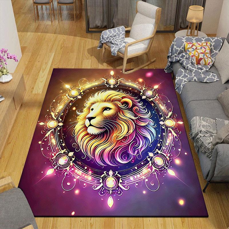 1pc Order of the Lion Print, Design Indoor Area Rug, Soft, Anti-Slip, and Durable Gaming Room Decor for Bedroom, Living Room, and Exercise R