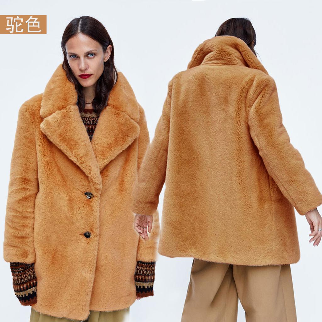 European station imitation fur coat women's medium and long Rex rabbit plush jacket retro European and American style casual and versatile