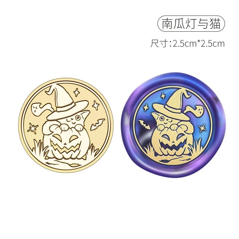 Halloween Stempel Kupferkopf Wachssiegel Personalisierter Hochzeitsstempel Versiegelungswerkzeug Brief Einladung Dekoration Bastelbedarf HCZ041