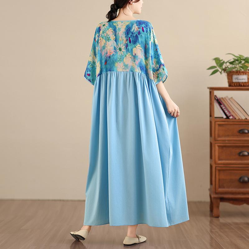 DIMANAF New 2026 Women Plus Size Summer Beach Lady Long Dress Loose Oversize Maxi Floral Print Fashion Cotton