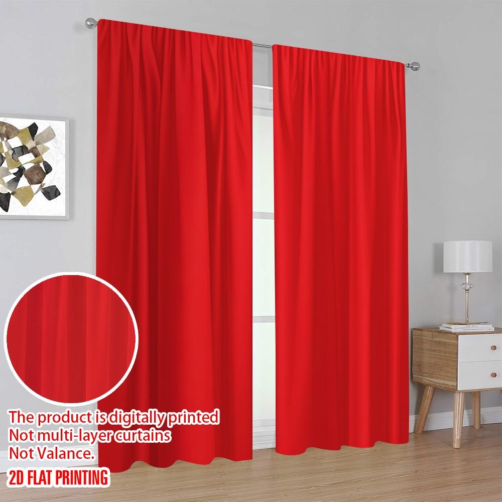 2D Flat Printing 2pcs Curtains Red Durable 100% Polyester Fabric Without Electricity Party Decorations for New Year Celebrations