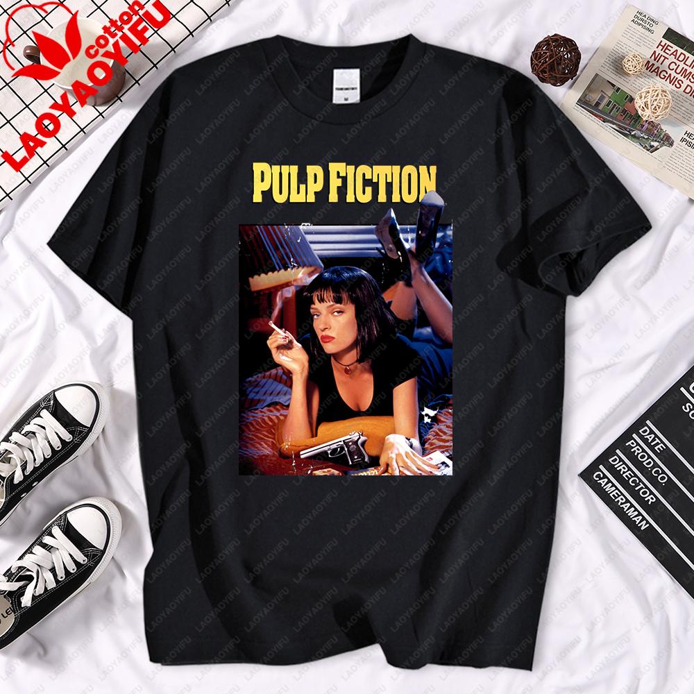 Film Pulp FictionPoster Graphic Tshirts Unisex Women Summer Casual Short Sleeve Tops Tshirts Tops Harajuku Y2k Clothes Streetwear