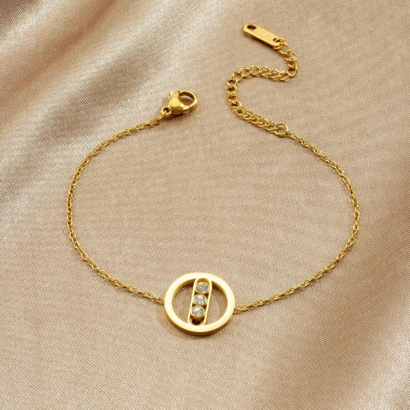 Gold Plated Moving CZ Charm Bracelet, Dainty Adjustable Cable Chain for Women, Elegant Daily Jewelry Gift