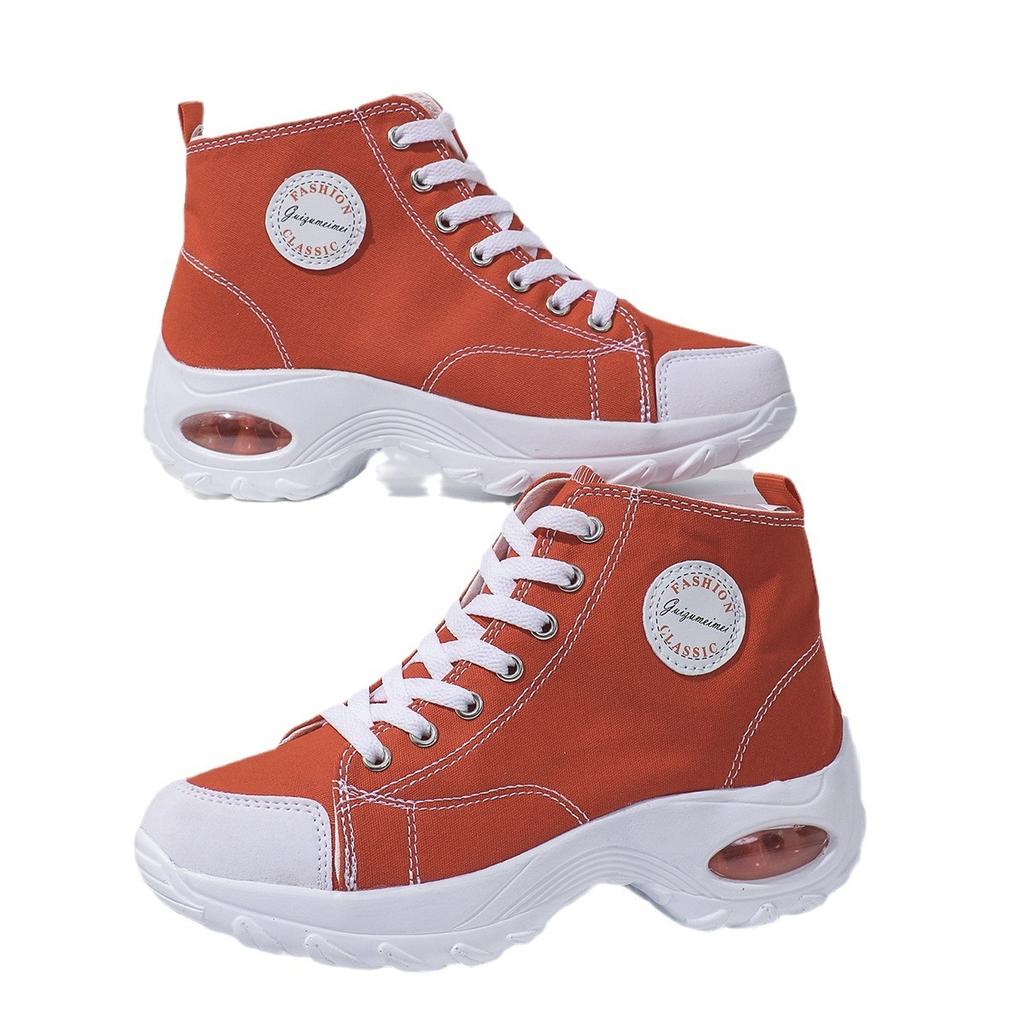 New Fashion Canvas Casual Shoes Lightweight Thick-soled Heightening Dad Shoes Breathable High-top Women's Shoes Versatile Little White Shoes Women