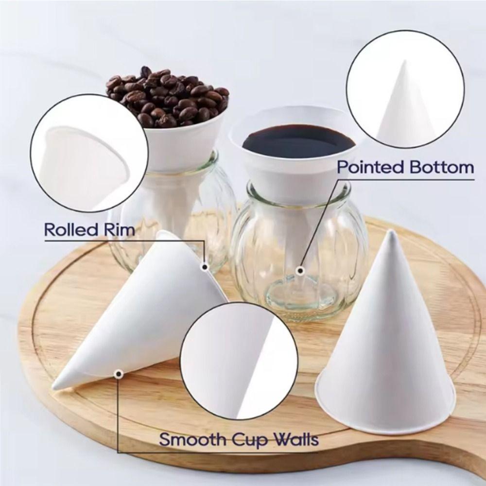200pcs Leakproof White Paper Cone Cups 3.7/4.5 OZ Shaved Ice Cups Practical Ice Cream Cup  Water