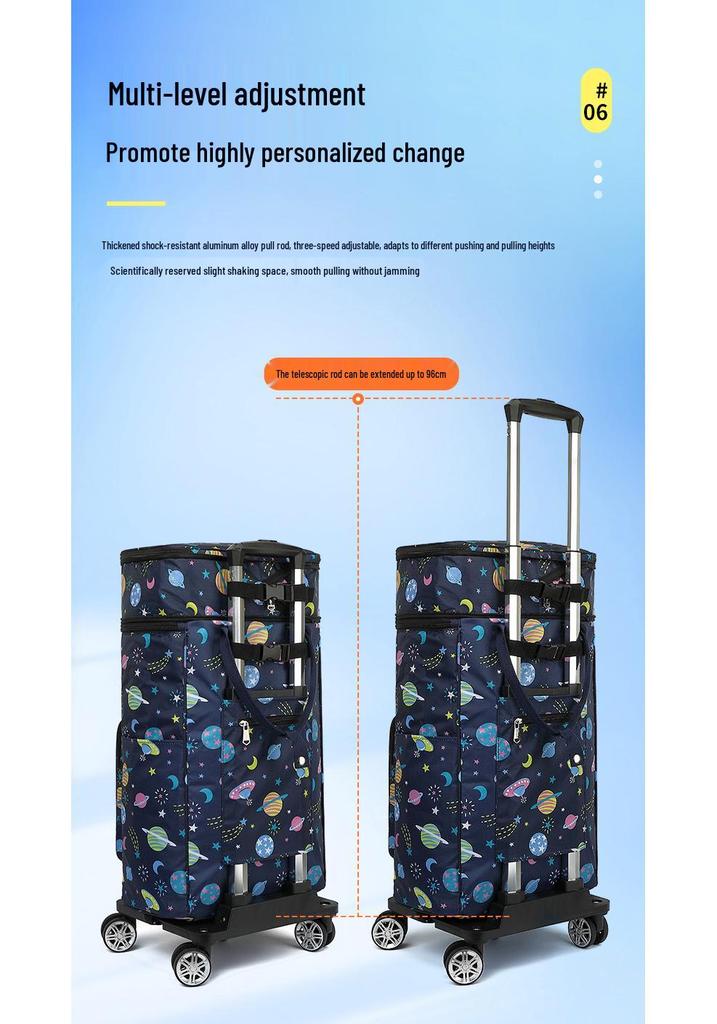 Expandable Trolley with Telescopic Handle & Wheels - Foldable, Detachable Shopping Cart with Bag.