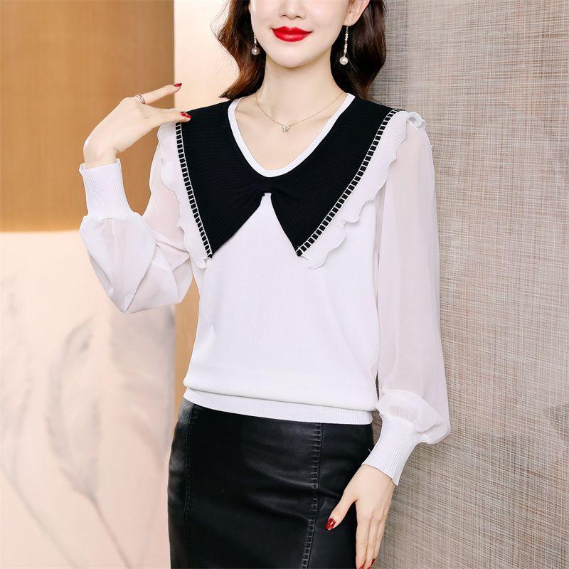 Îmbrăcăminte Femei Arc Guler Marin Cămașă Navetă Culoare Solidă Primăvară Toamnă Mânecă Lungă Elegantă Pliuri Cusute Casual Larg Bluză