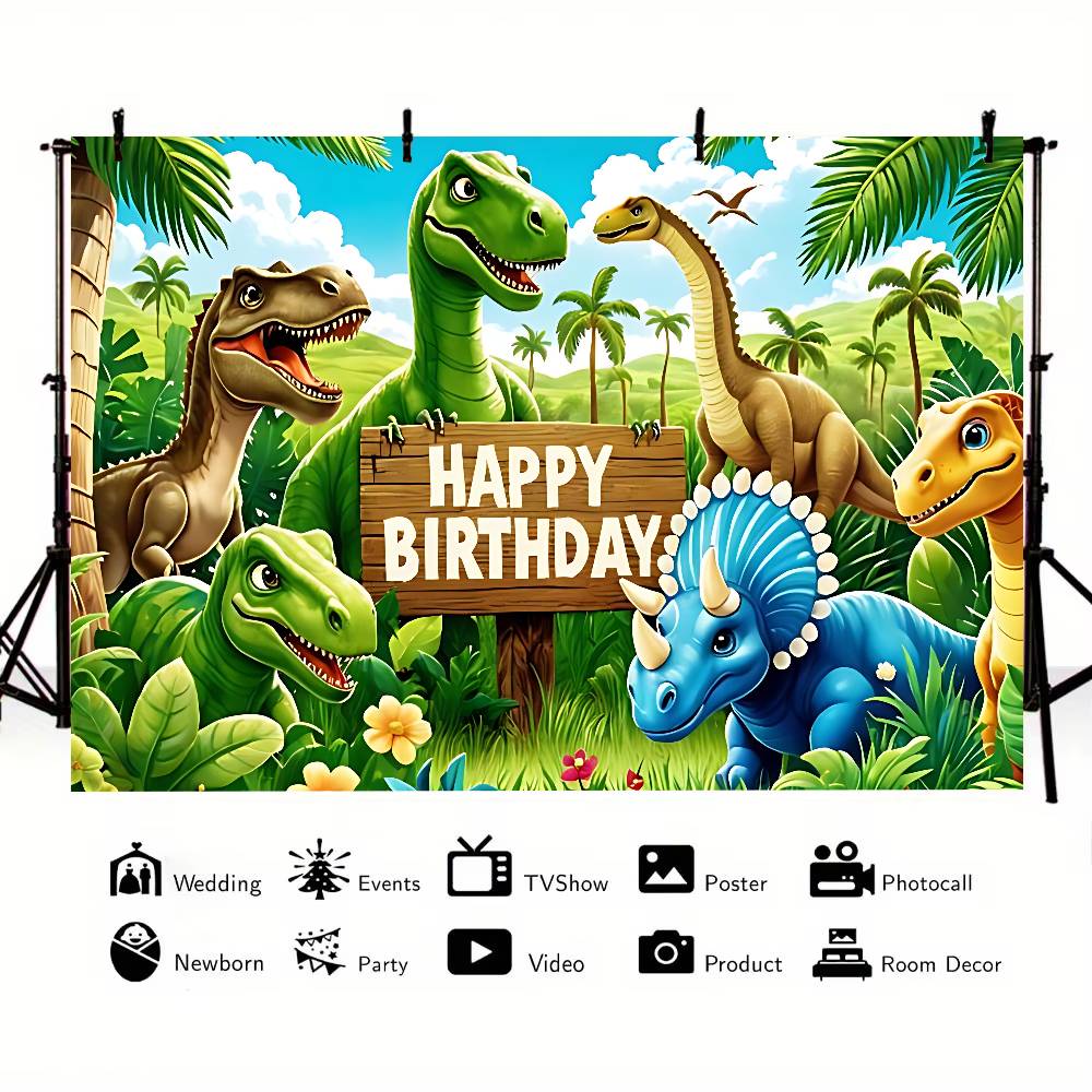 Inosaur Jungle Birthday Party Background Photography Castle Wizard Platform Street Birthday Party Decoration Gifts Props Poster