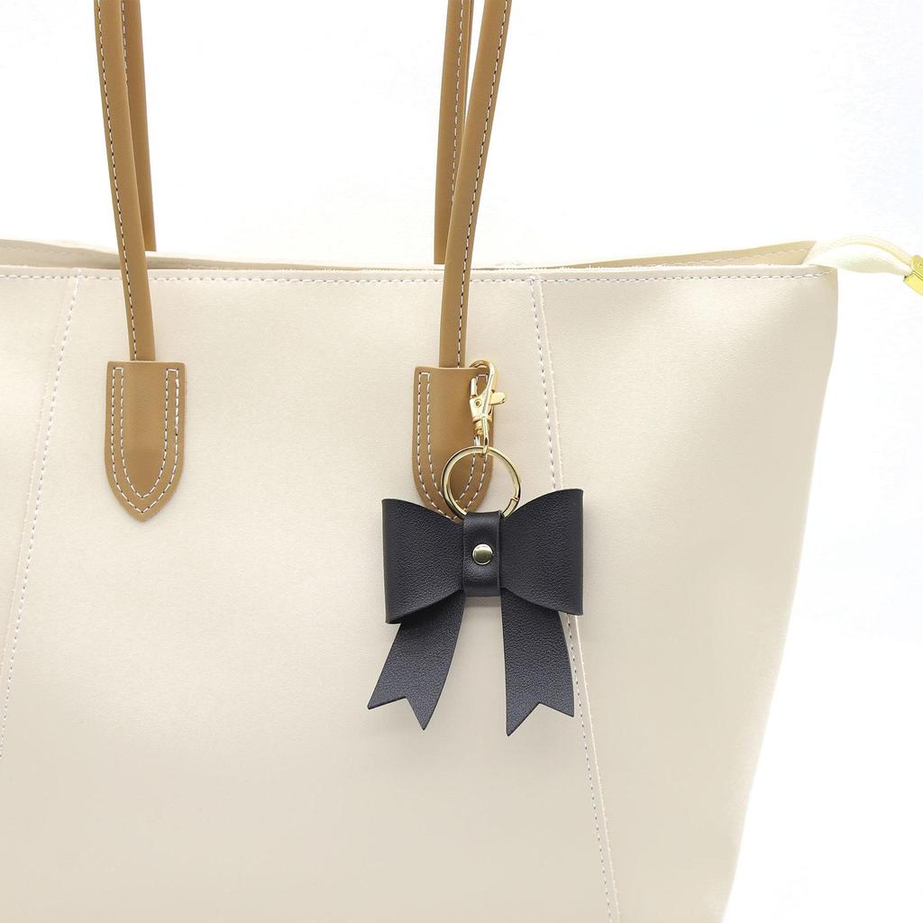Bow Shaped PU Leather Keychain Bag Pendant Ornament