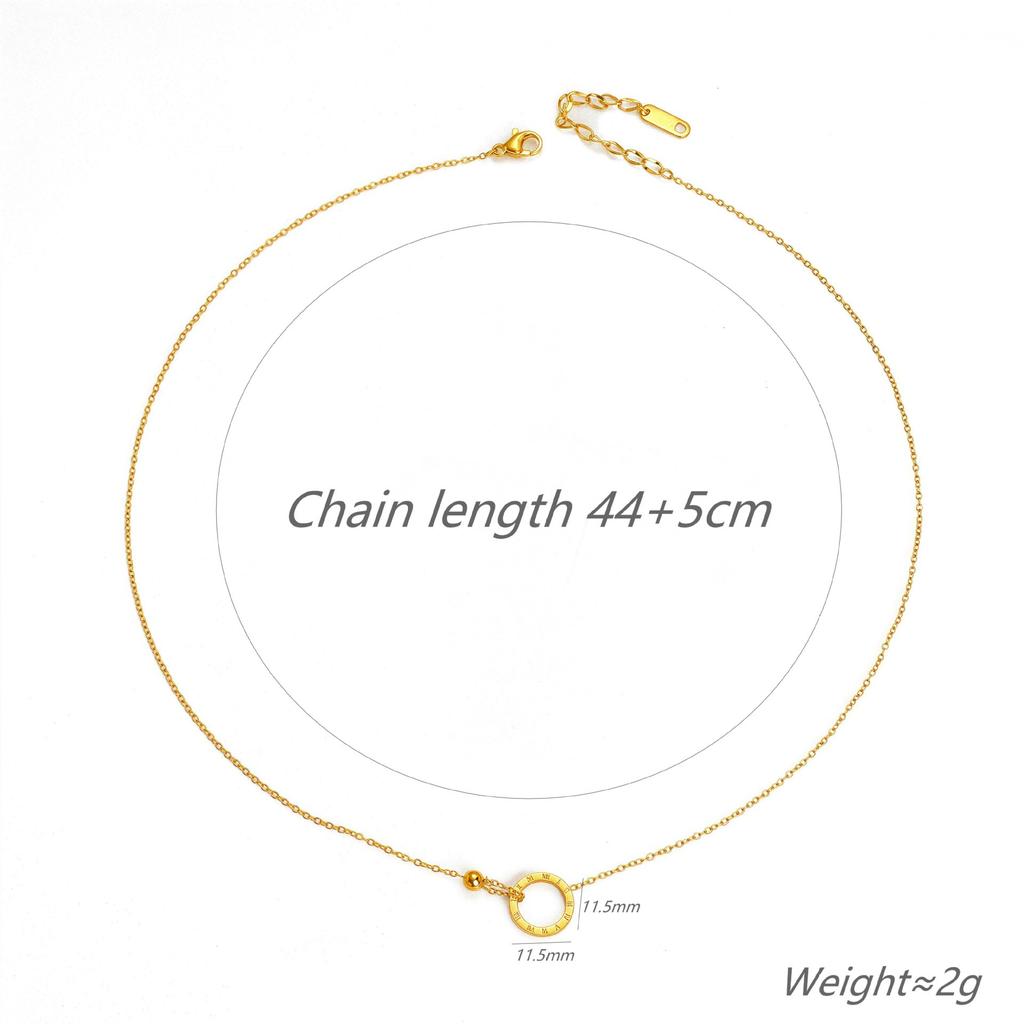 Cold Wind Roman Small Gold Ring Necklace Titanium Steel Collarbone Chain Women'S Niche Design Does Not Fade