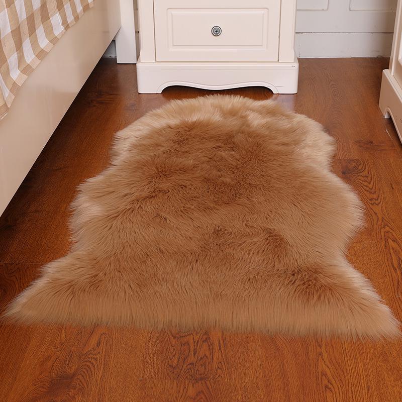 Nordic Style Long Pile Faux Wool Rug for Living Room or Bedroom