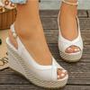 Shoes Women Ankle Buckle Wedges Sandals Summer Denim Sandal Comfortable Thick Sole Sandalias Mujer