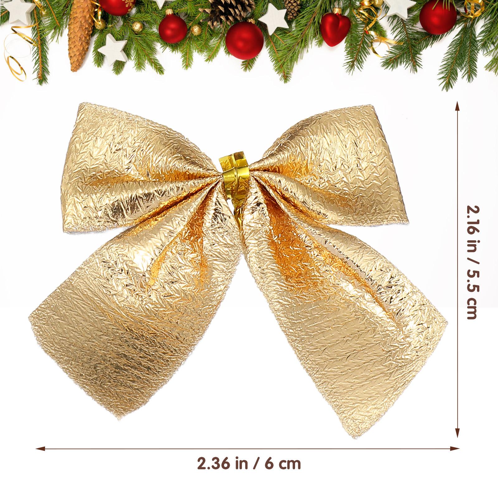 

24Pcs Christmas Bowknots Glitter Decorative Ribbon 55Cm Tree Festival Party DIY Craft Wedding Hair Accessories other золотистый