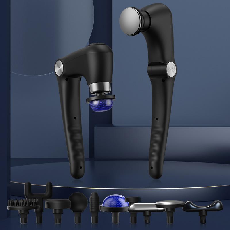 Fascia Gun Massage with Hot and Cold Heads 45 Degree Bend Foldable Multi-gear Adjustment Massage Gun for Fitness Muscle Relax