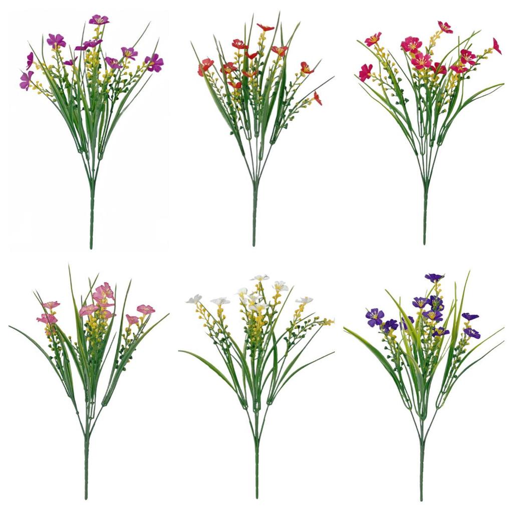 Artificial Spring Grass & Daisies with Fruit for Table, Windowsill, Porch & Outdoor Decor