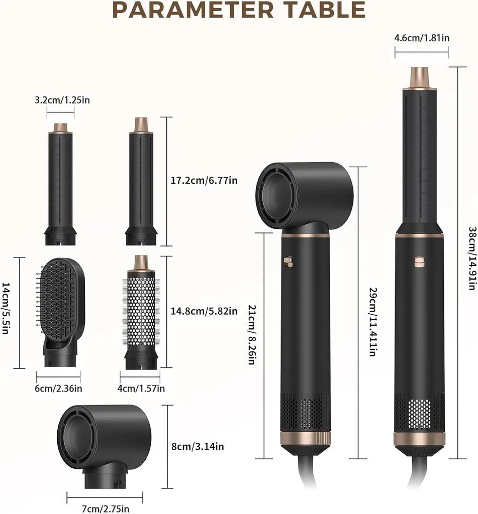 5 In 1 Multi Hair Styler Dryer Hot Air Comb Handle Foldable Straightener Brush Blow With Detachable Attachments Hair Care Tools