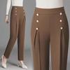 "2023 Brown Women's High Waist Drape Harem Trousers for Spring and Autumn"